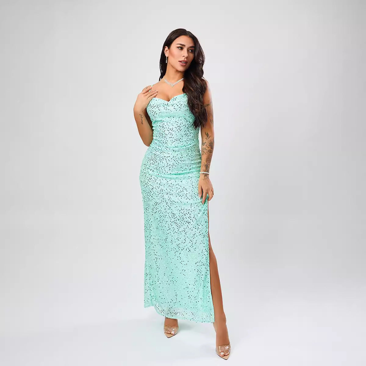 Evening Dress Women Super Popular Light Luxury Dress Niche High End Gradient Sequin Host Dress